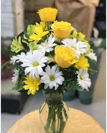 Designers Choice-Yellow Garden mix Flower Arrangement