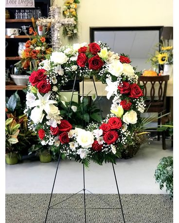 Red Reflections Wreath Flower Arrangement