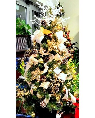 SALE! Pre-decorated Silk Christmas Tree- 4 foot Flower Arrangement