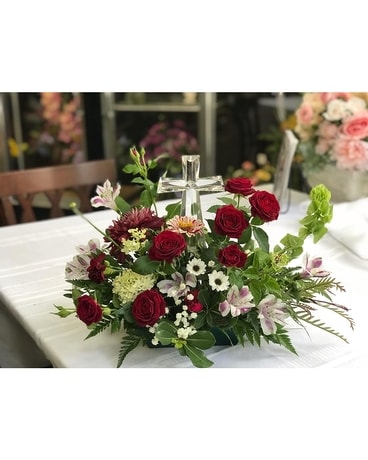 Crystal Cross of Love Flower Arrangement