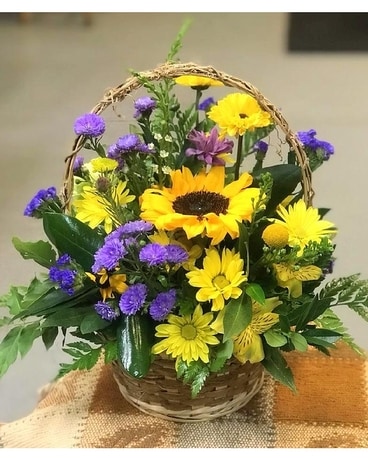 A Brighter Day Basket Flower Arrangement