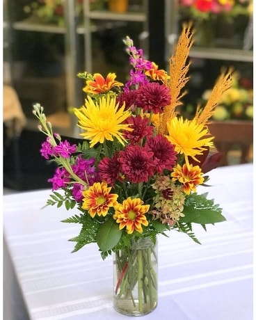 Color-infused Autumn Vase Flower Arrangement