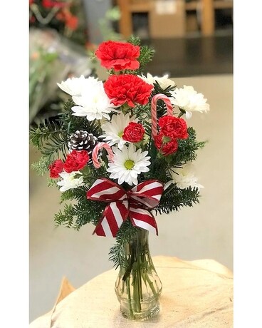 Candy Canes and Candy Stripes Flower Arrangement