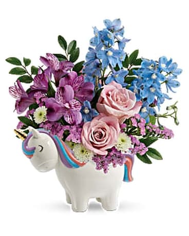 Teleflora's Enchanting Pastels Unicorn Bouquet Flower Arrangement