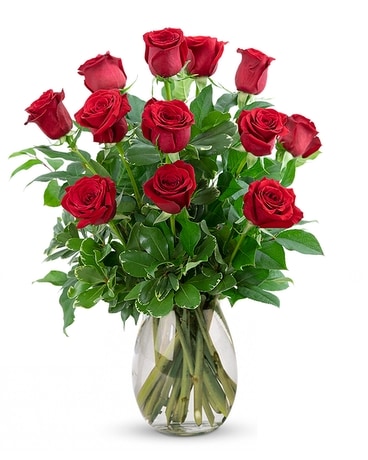 Clipper's Dozen Roses Flower Arrangement
