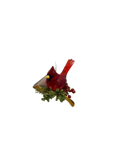 Classic Cardinal Ornament Flower Arrangement