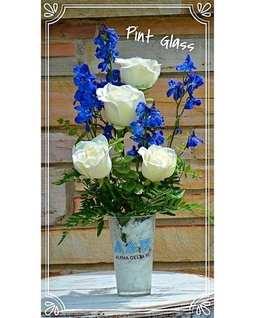 Alpha Delta Pi Pint Glass Flower Arrangement