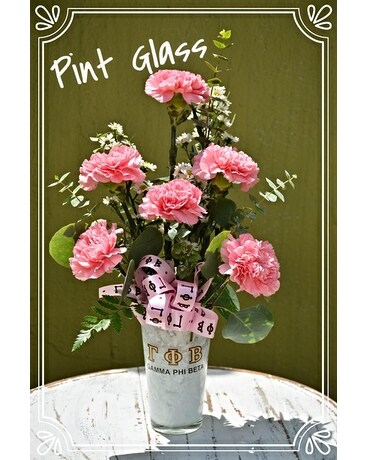 Gamma Phi Beta Pint Glass Flower Arrangement