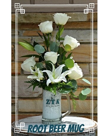 Zeta Tau Alpha Root Beer Mug Flower Arrangement