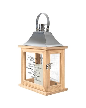 Serenity Prayer Memorial Lantern Flower Arrangement