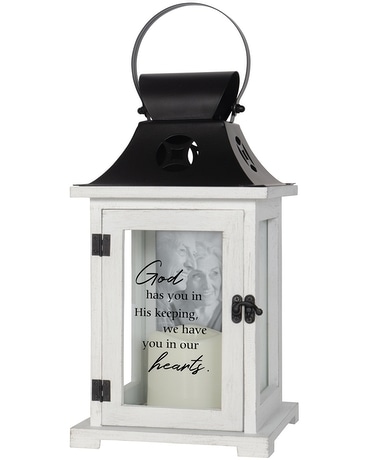 In His Keeping Memorial Lantern Flower Arrangement