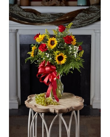 Sunflowers and Roses Flower Arrangement
