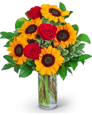 Rosy Sunflowers Flower Arrangement
