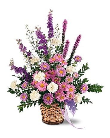 Lavender Reminder Basket Flower Arrangement