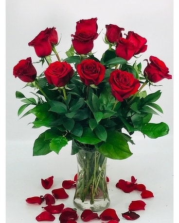 Classic Dozen Red Roses Flower Arrangement