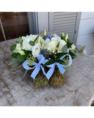 Baby Bootie for a Boy Flower Arrangement