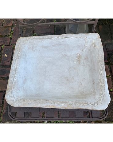 Etched Leaf Pottery Dish Flower Arrangement