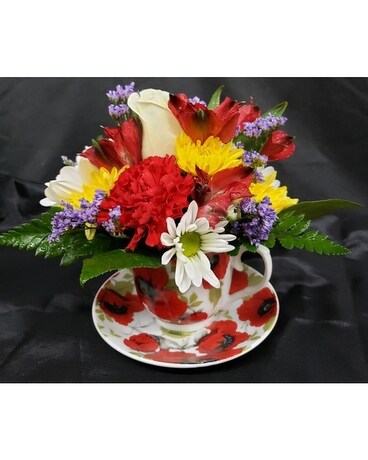M & W Flower Shop's Teacup Bouquet