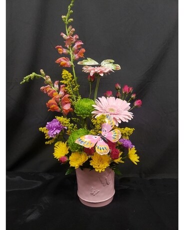 M & W's Butterfly Garden Bouquet Flower Arrangement