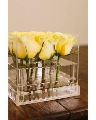 Yellow Rose Box Flower Arrangement