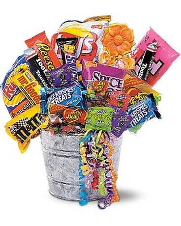 Junk Food Bucket Flower Arrangement