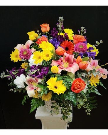 Sunny Garden Basket Flower Arrangement