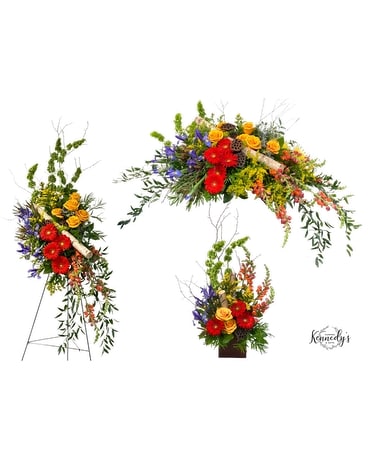 Rustic Tribute Trio Funeral Arrangement