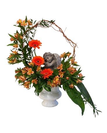Heaven's Sunset Angel Urn Funeral Arrangement