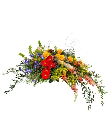 Rustic Tribute Casket Spray Funeral Casket Spray Flowers