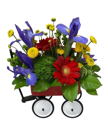 Whimsical Wagon Flower Arrangement