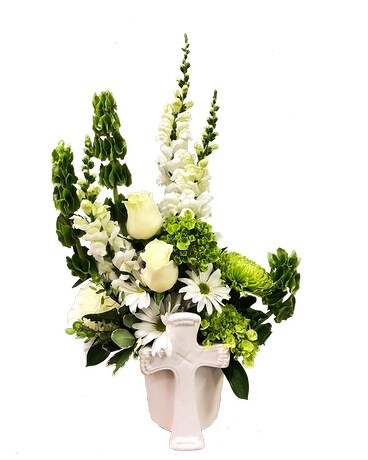 Serenity Cross Flower Arrangement