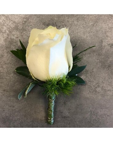 Clean Cut - White Boutonniere Flower Arrangement