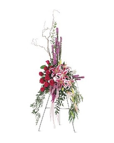 Amethyst and Ruby Standing Spray Flower Arrangement