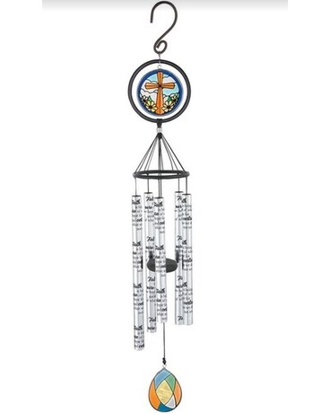 35 inch Chime with Stained Glass Flower Arrangement