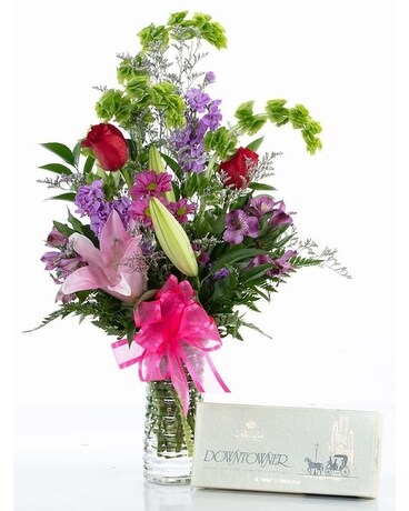 Lou Ann Mixed Flowers with Candy Flower Arrangement