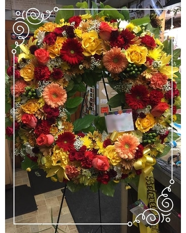 Fall wreath Sympathy Arrangement