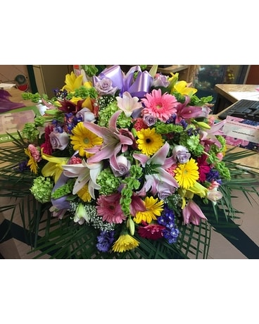 Bright and beautiful Funeral Casket Spray Flowers