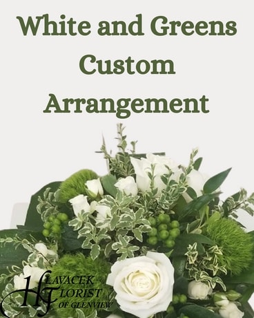 Custom arrangement in Whites & Greens