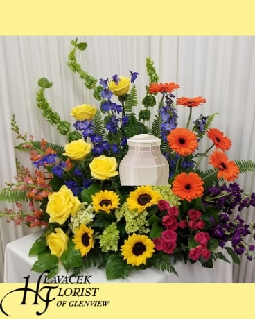 Bold Memory Urn Tribute Funeral Arrangement