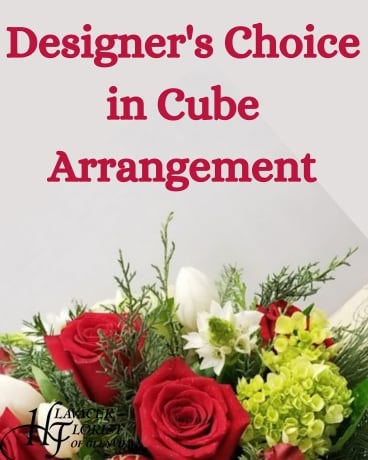 Christmas Designer's Choice in a Cube Flower Arrangement