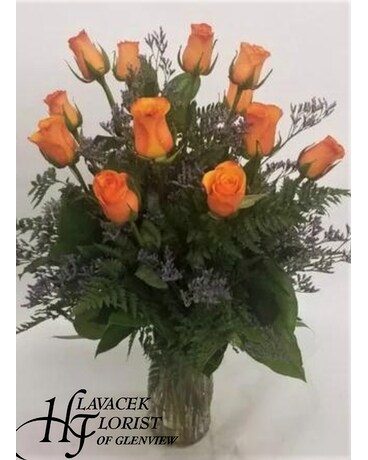 12 Roses size,  inches height and  inches wide.