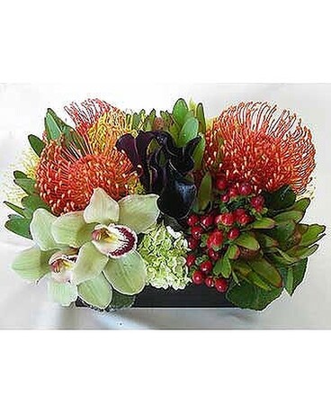 Protea and Orchids Flower Arrangement