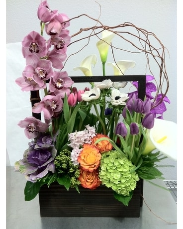 Modern Spring Flower Box Flower Arrangement