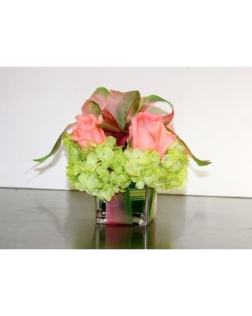 Pink Roses And Greens Flower Arrangement