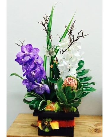 Purple Orchid And Exotics Flower Arrangement