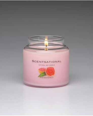 Pink Grapefruit Candle Flower Arrangement