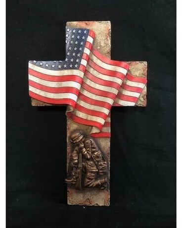 American Flag with Kneeling Solider  Cross Custom product