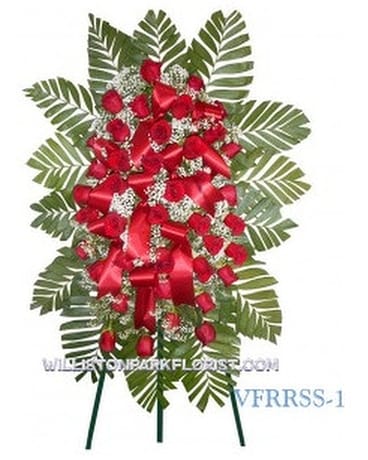 RED ROSES STANDING SPRAY Sympathy Arrangement