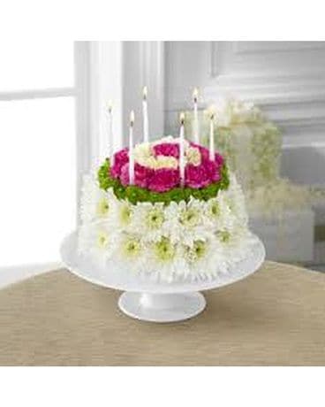 Cake on Pedestal Flower Arrangement