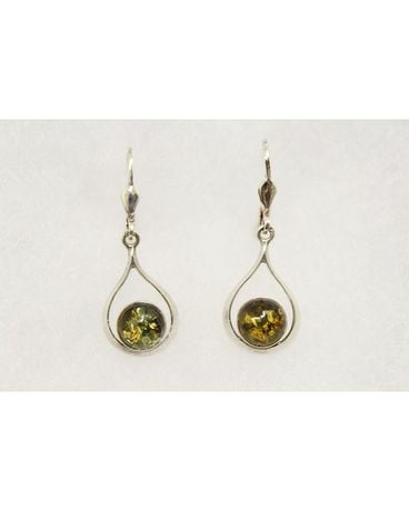 Sterling Silver Green Amber Earrings Flower Arrangement